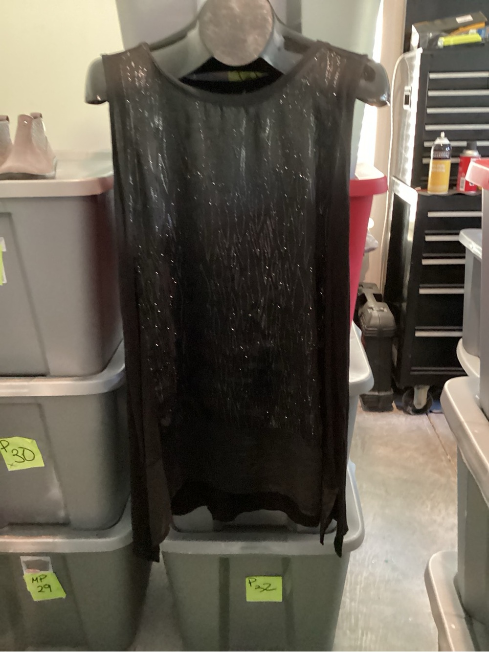 Women's Black Sleeveless Shimmer Tank Top p77